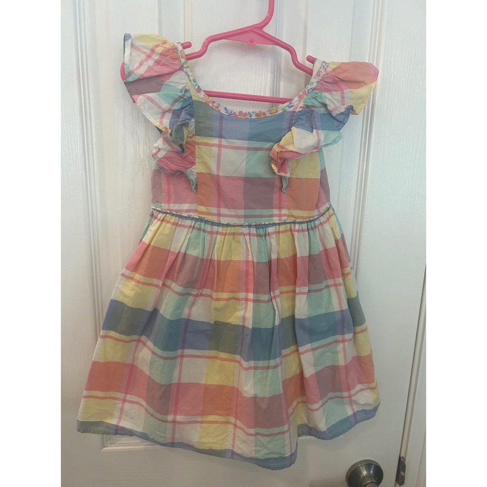 Tommy Bahama Plaid Dress Multi-Color‎ Ruffle Sleeve Bow Back Toddler bin A